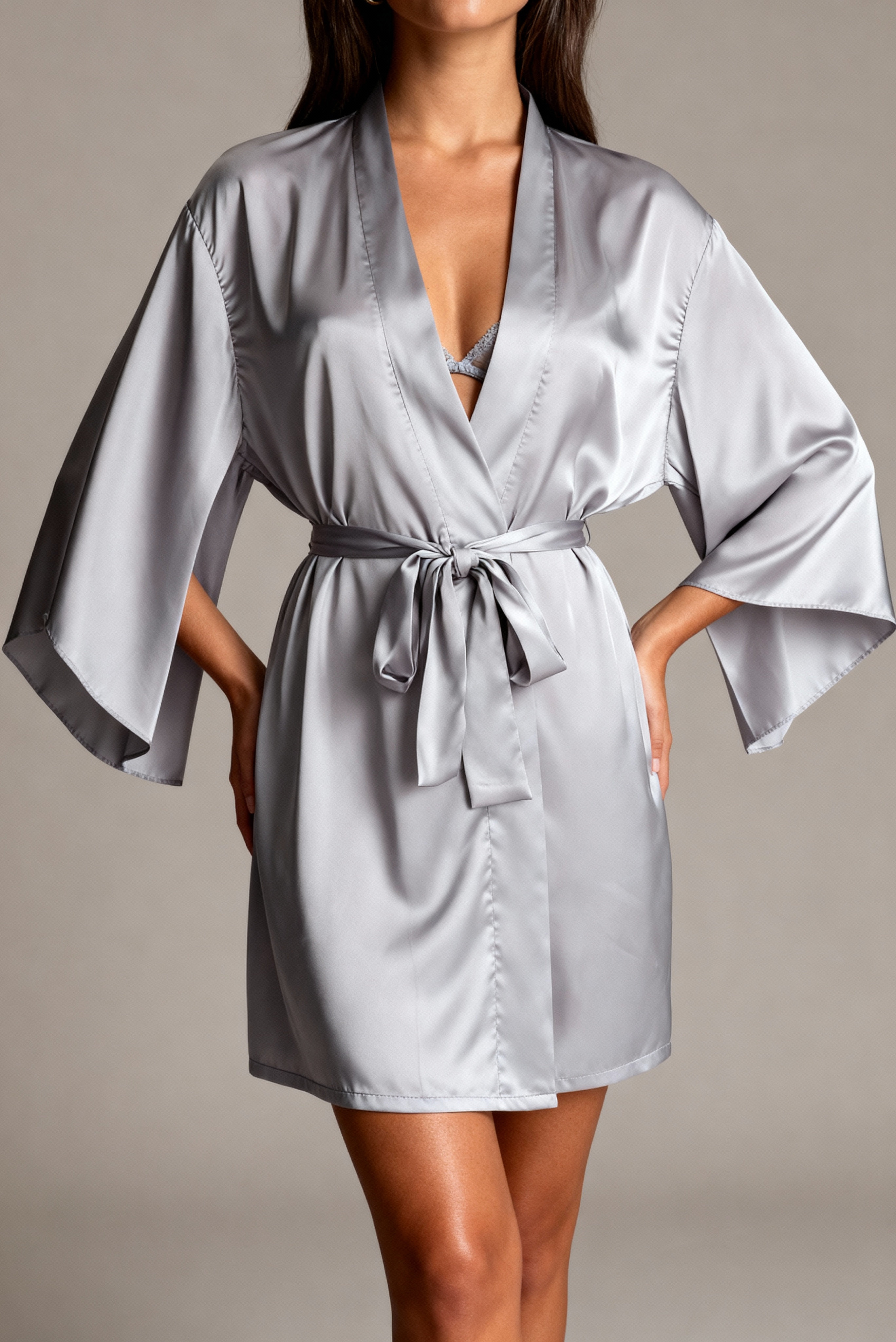 Kimono für Damen - Mitternacht Grau Lila