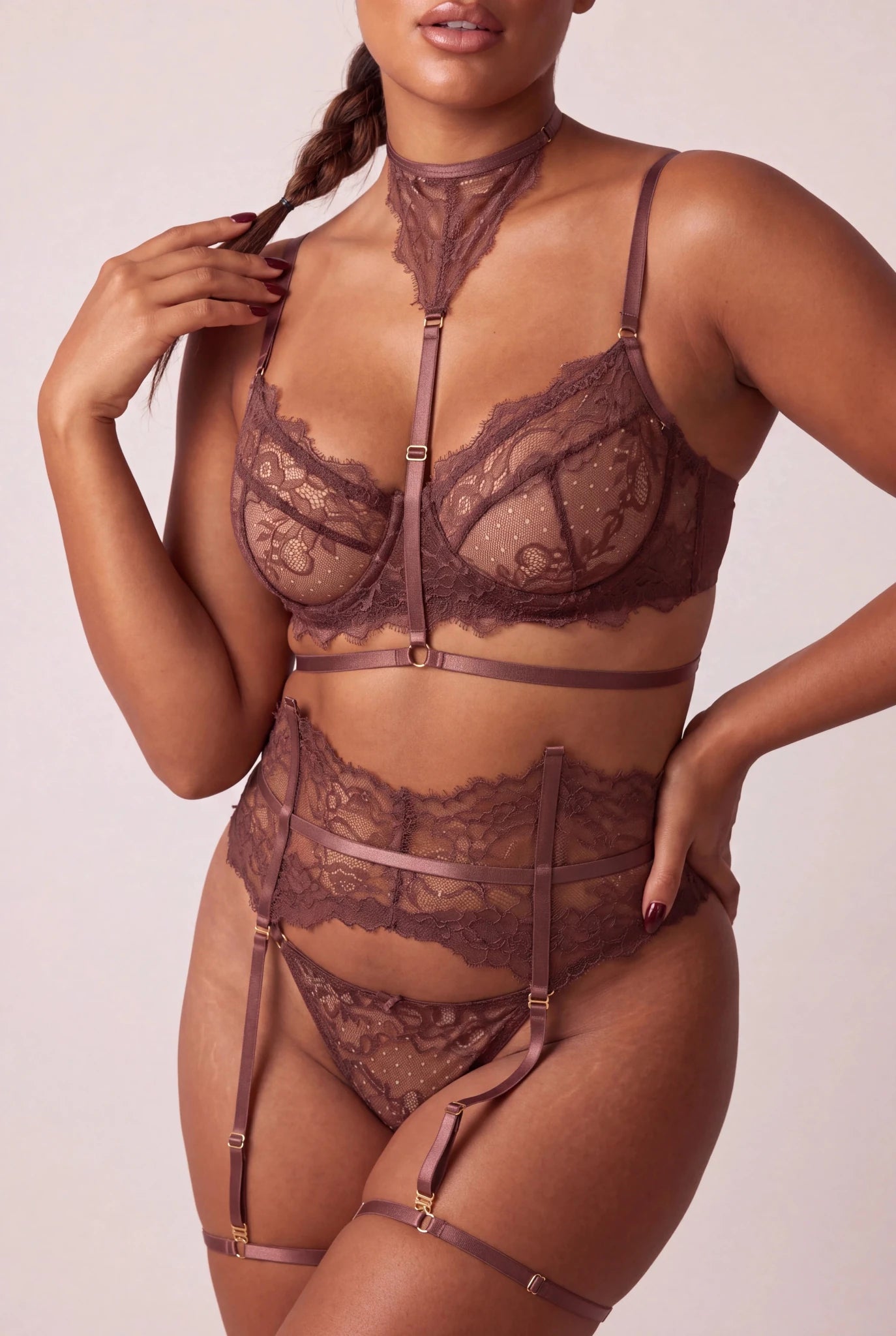 Ensemble lingerie pour femme cinq pièces - MOON Chestnut - NAKED Underwear FR