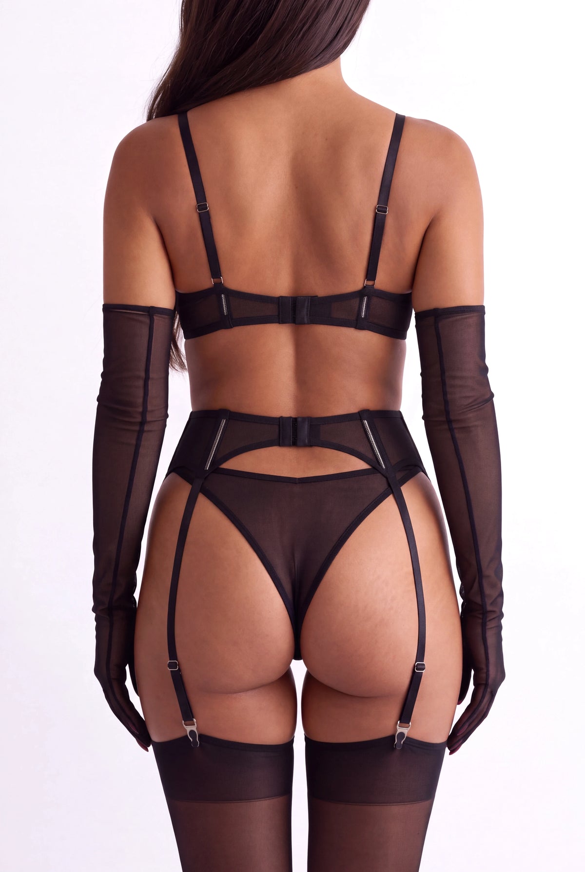 Ensemble lingerie quatre pièces - VOILYA Noir - NAKED Underwear - Détail produit dos