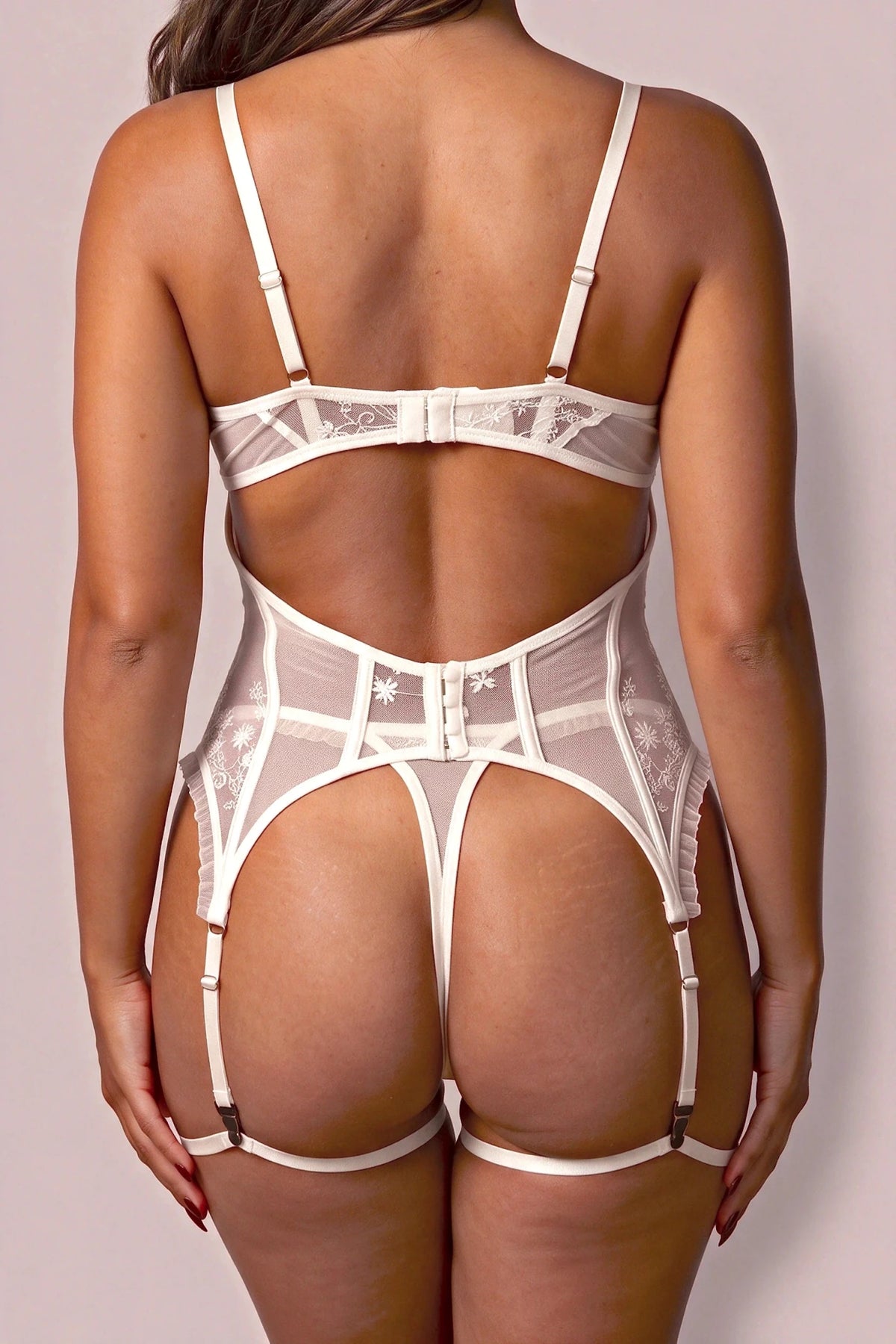 Ensemble lingerie trois pièces - BRODELYS Blanc - NAKED Underwear FR